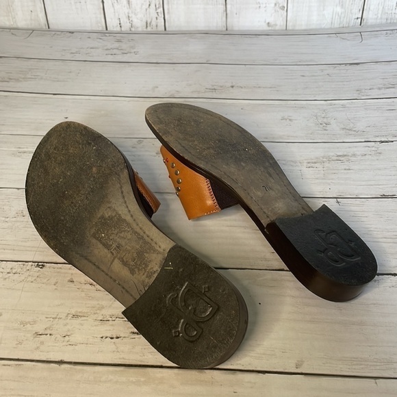 Donald J Pliner Tobacco Leather Studded Slide Sandal - Picture 6 of 11